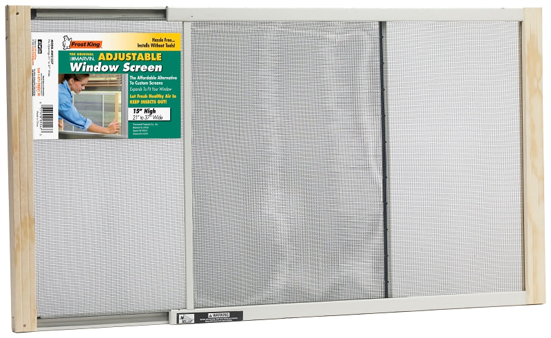 Frost King W.B. Marvin Window Screen, 15 in L, 21 to 37 in W, Aluminum