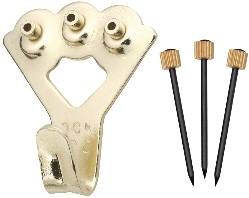 OOK Picture Hanger, 100 lb, Steel, Brass, Gold