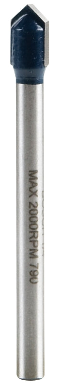 Bosch Drill Bit, 1/4 in Dia, 2-1/4 in OAL, Glass Bit, 1/4 in Dia Shank, Flat Shank