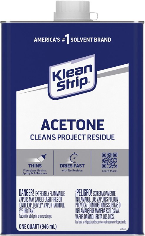 Klean Strip Paint Thinner, Liquid, Characteristic Ketone, Sweet Pungent, Clear, 1 qt Can
