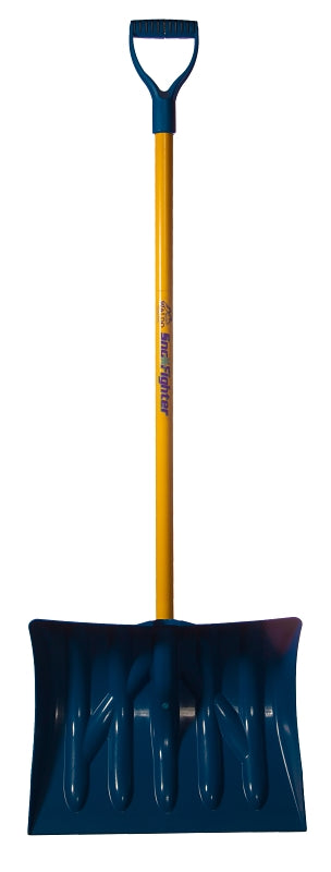 Mount Waldo Plastics 18SFSB Snow Shovel, 18 in W Blade, Steel Handle, Blue