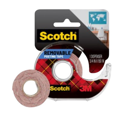 Scotch 109 Poster Tape, 150 in L, 3/4 in W, Clear