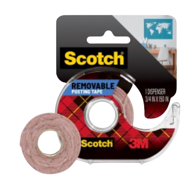 Scotch 109 Poster Tape, 150 in L, 3/4 in W, Clear