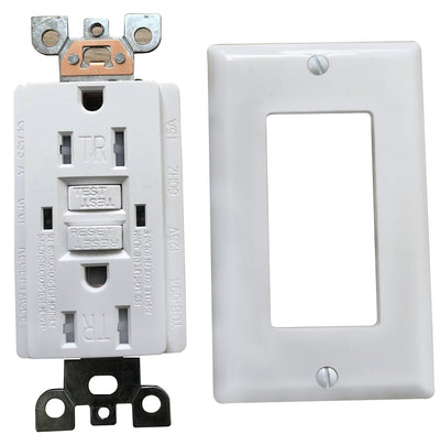 Genmax Self-Test GFCI Receptacle/Outlet, 15 A, White