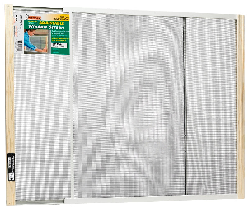 Frost King W.B. Marvin Window Screen, 24 in L, 25 to 45 in W, Aluminum