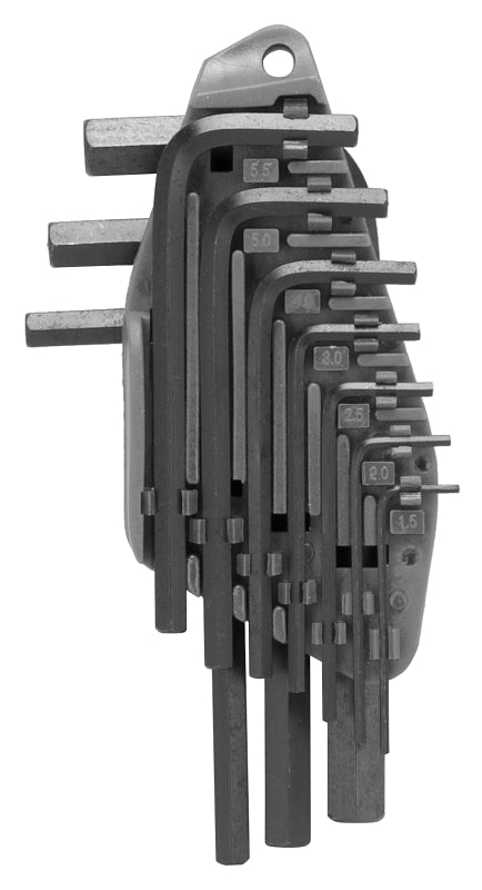 Vulcan Hex Key Set, 10-Piece, Chrome Vanadium Steel, Black, Specifications: Short Arm, Metric Measurement
