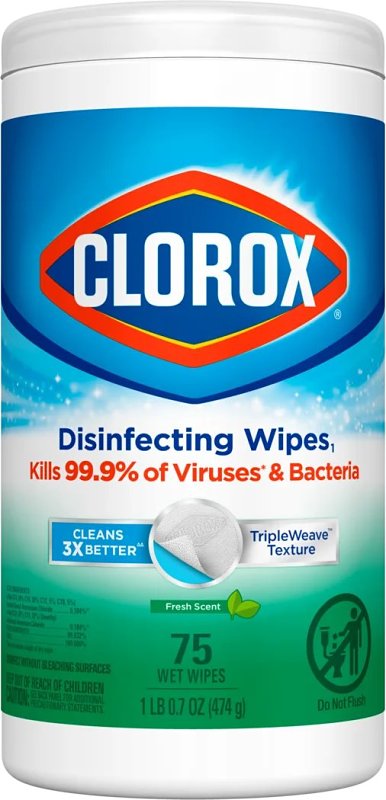 Clorox Disinfecting Wipes Can, Fresh, White