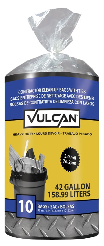 Vulcan Contractor Trash Bag, 42 gal, Polymer, Black