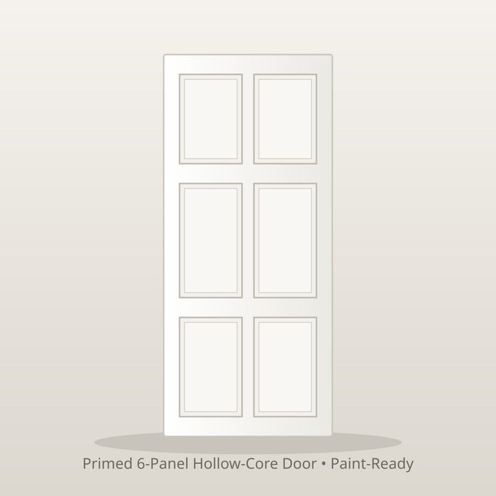 Primed 6-panel hollow-core interior door slab, white - same-day delivery NYC