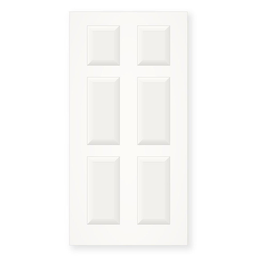 Primed 6-panel hollow-core interior door slab, white, paint-ready — same-day delivery NYC