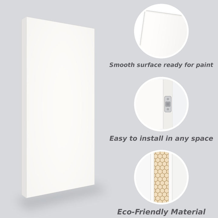 Hollow-core flush interior door features — lightweight, smooth, primed and paint-ready